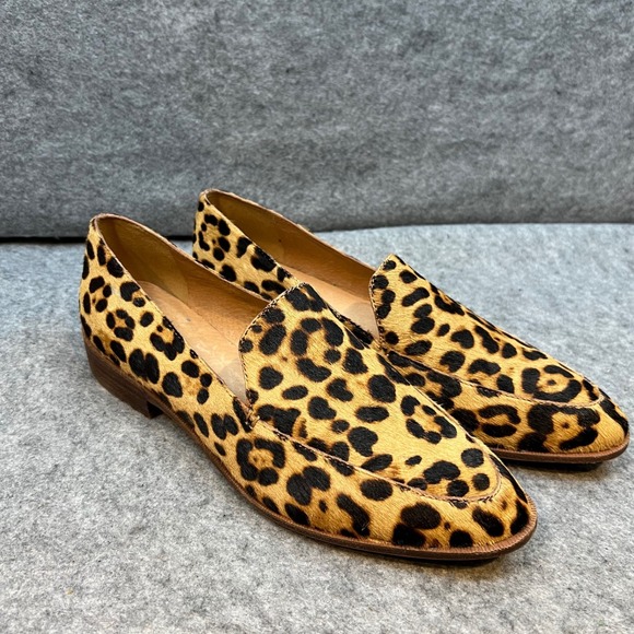 Madewell Leopard Print Calf Hair Loafers Pointed Toe Flats Shoes